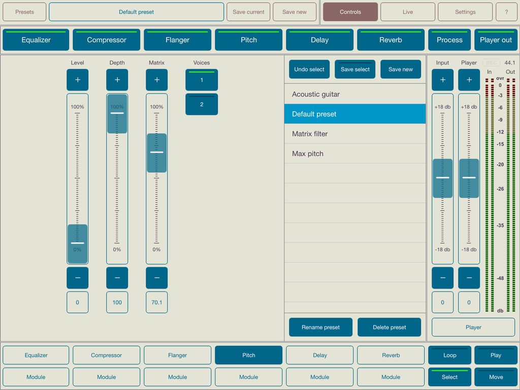 Audio Mastering Studio Master FX for iPad Pitch modulator