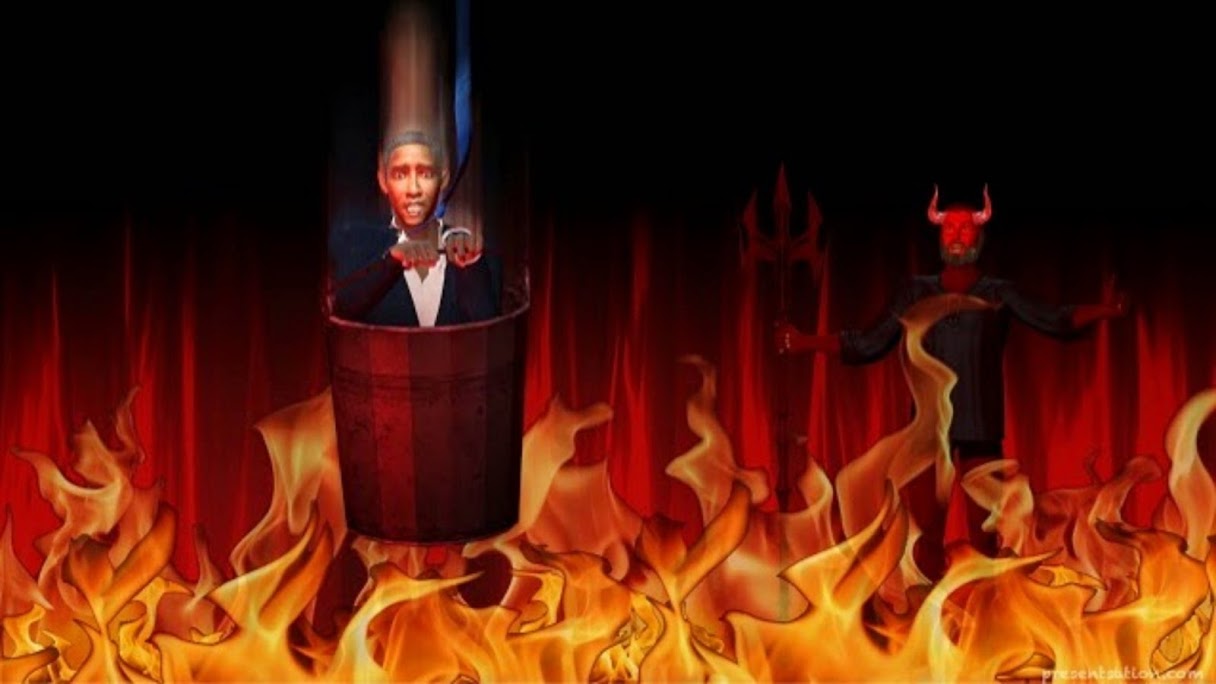 OBAMA GOES TO HELL IN A HAND BASKET
