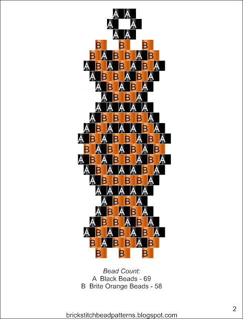 Free brick stitch seed bead earring pattern color chart with labels.