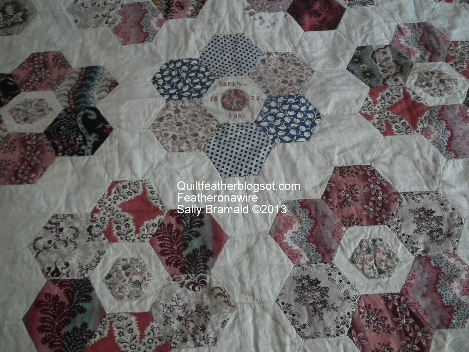 Feather On A Wire One of my old quilts (very photo heavy), Sarah Fox dated 1826