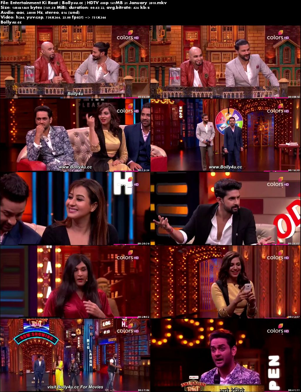 Entertainment Ki Raat HDTV 480p 140MB 21 January 2018 Download