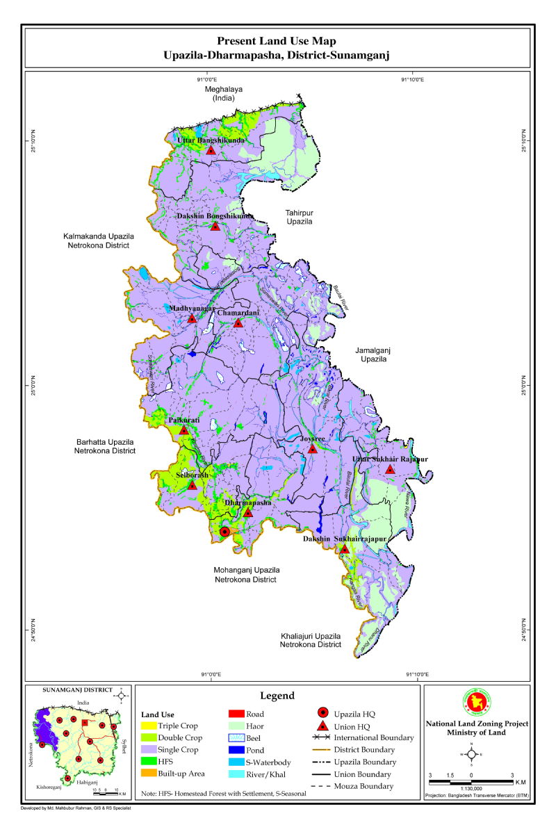 Dharmapasha Upazila Mouza Map Sunamganj District Bangladesh