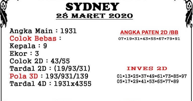 5+ Prediksi Sydney Terjitu Hari Ini Mbahtoto