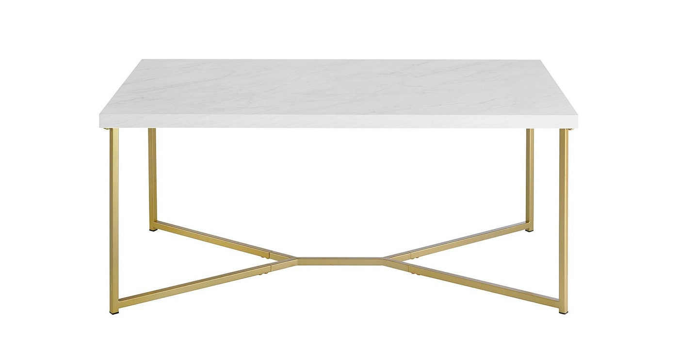 Marble top gold base coffee table