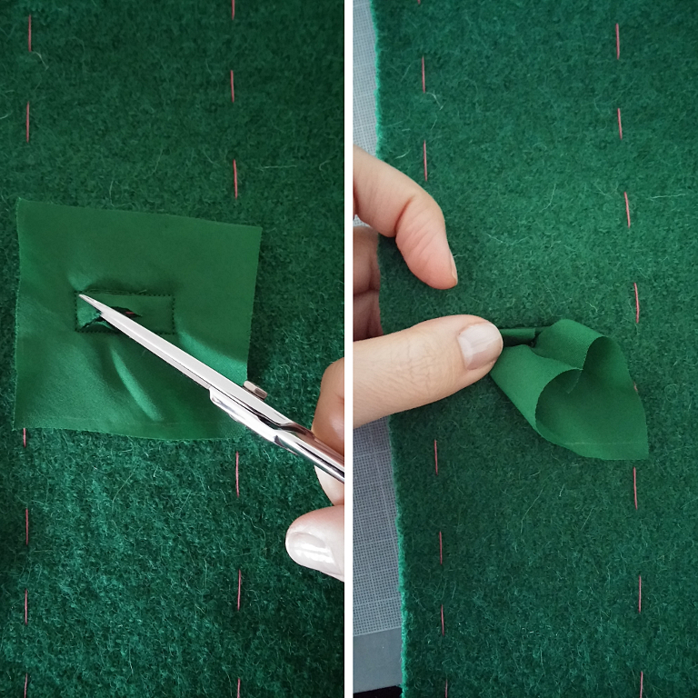 How to make faced bound buttonholes Como fazer casas de botão