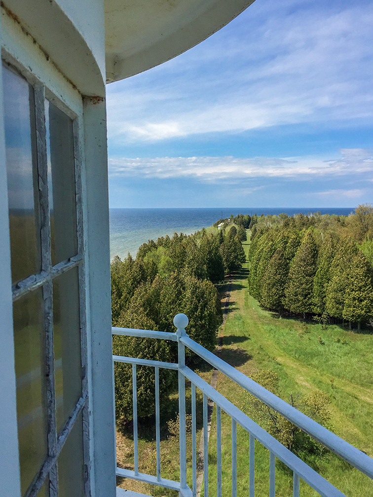 Looking at the Foghorn from the Upper Range Light at Plum Island in Door County