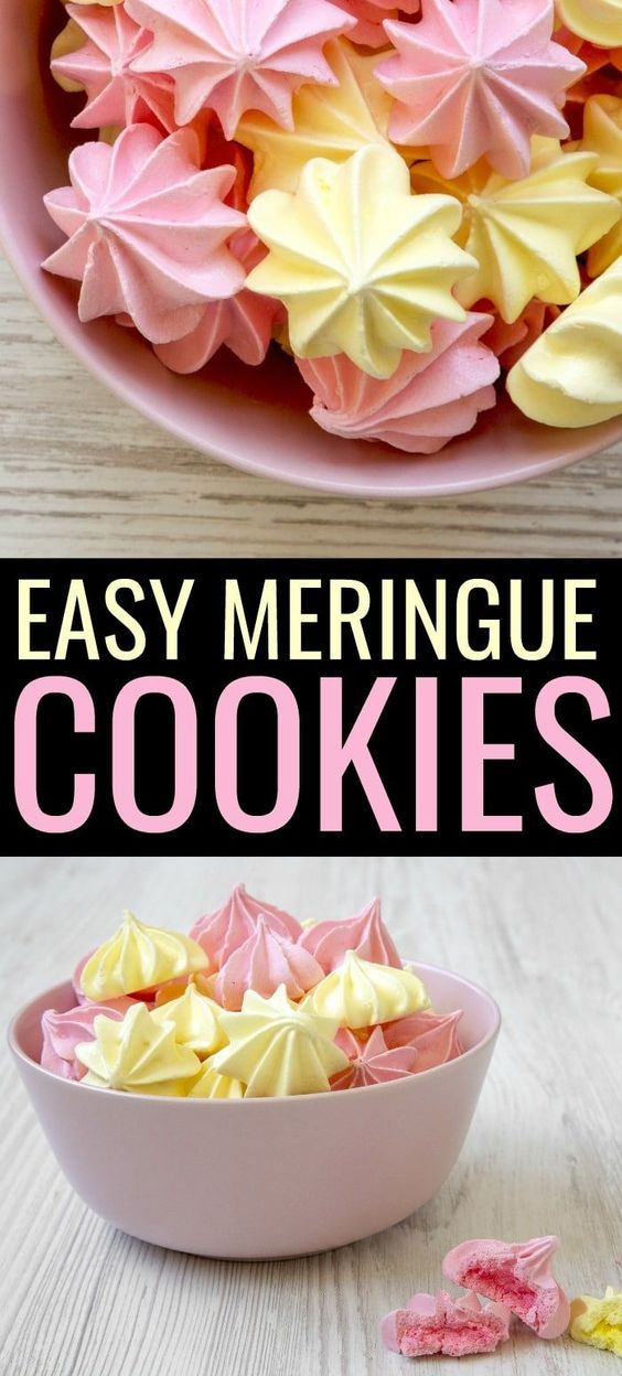 Get ready to create the perfect meringue with only 5 ingredients using this easy meringue cookies recipe. These cookies melt in your mouth! #meringue #dessert #recipes #dessertrecipe #meringuecookies