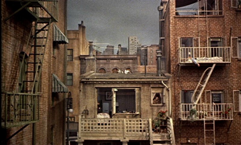 Rear Window--Jeff's obsession with the otherside (of the courtyard) Set-design