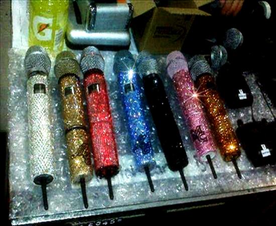 “The Bedazzled Microphones of The Queen of Music”