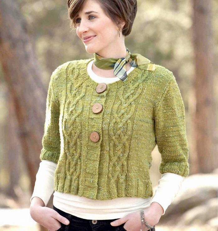 Irina: Jacket. Aran knitting.