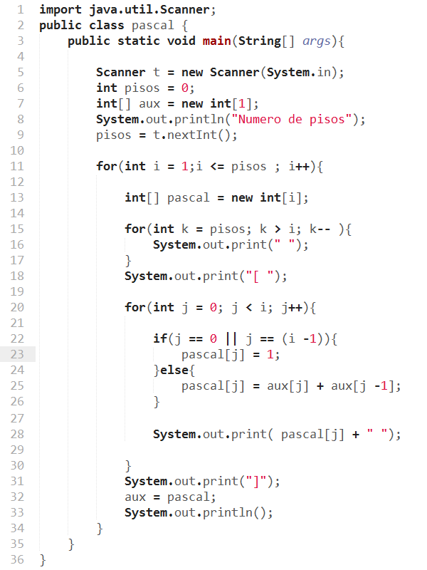 Ingeniero en Proceso Triangulo de Pascal en Java