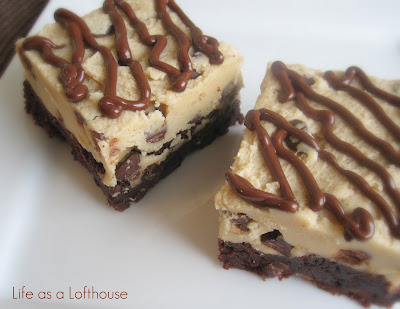 Chocolate Chip Cookie Dough Brownies start with a rich, chocolatey brownie base that is topped with a thick layer of eggless cookie dough and a chocolate drizzle. Life-in-the-Lofthouse.com