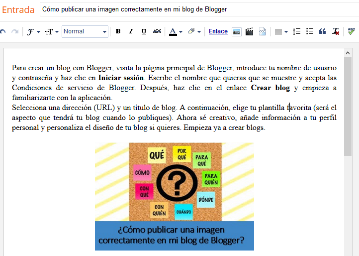 Cómo publicar una imagen correctamente en mi blog de Blogger