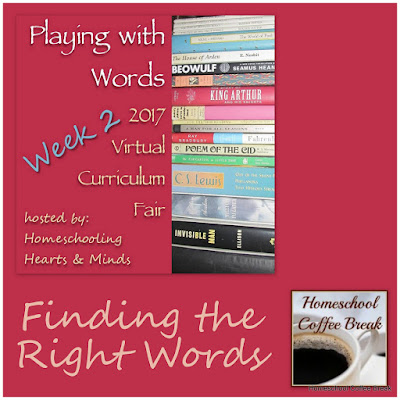 Finding the Right Words - Virtual Curriculum Fair Week 2 on Homeschool Coffee Break @ kympossibleblog.blogspot.com #hsCurriculumFair #homeschool #LanguageArts 