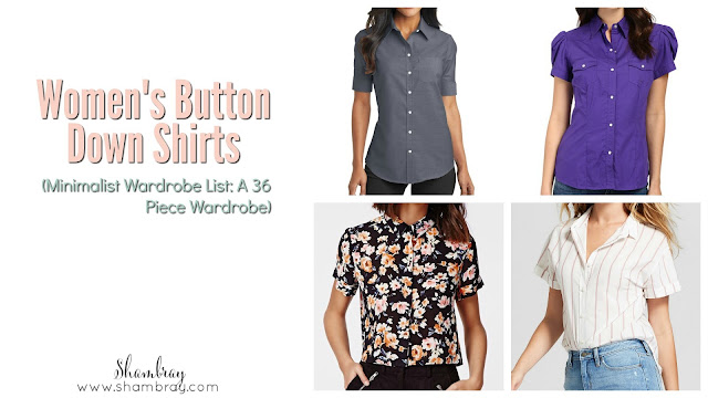 Women's Button Down Shirts (Minimalist Wardrobe List: A 36 Piece Wardrobe)