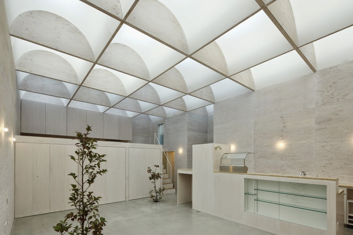 Desain Rumah atap  lengkung berundak transparan minimalis 