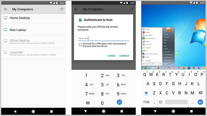 Aplicación de escritorio remoto de chrome para android