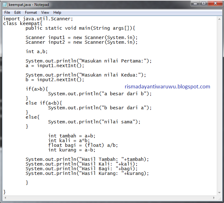 Cara membuat Program Aritmatika Java Sederhana - Materi JAVA