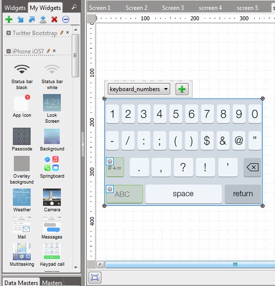 Pantalla del prototipo con un teclado de iPhone