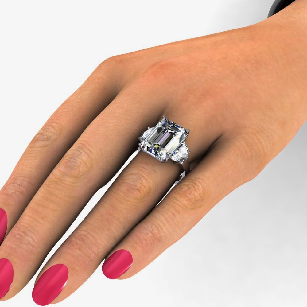 DIAMONDS 11.5 ct Natural Emerald cut 3Stone Diamond Engagement Ring VS1I GIA