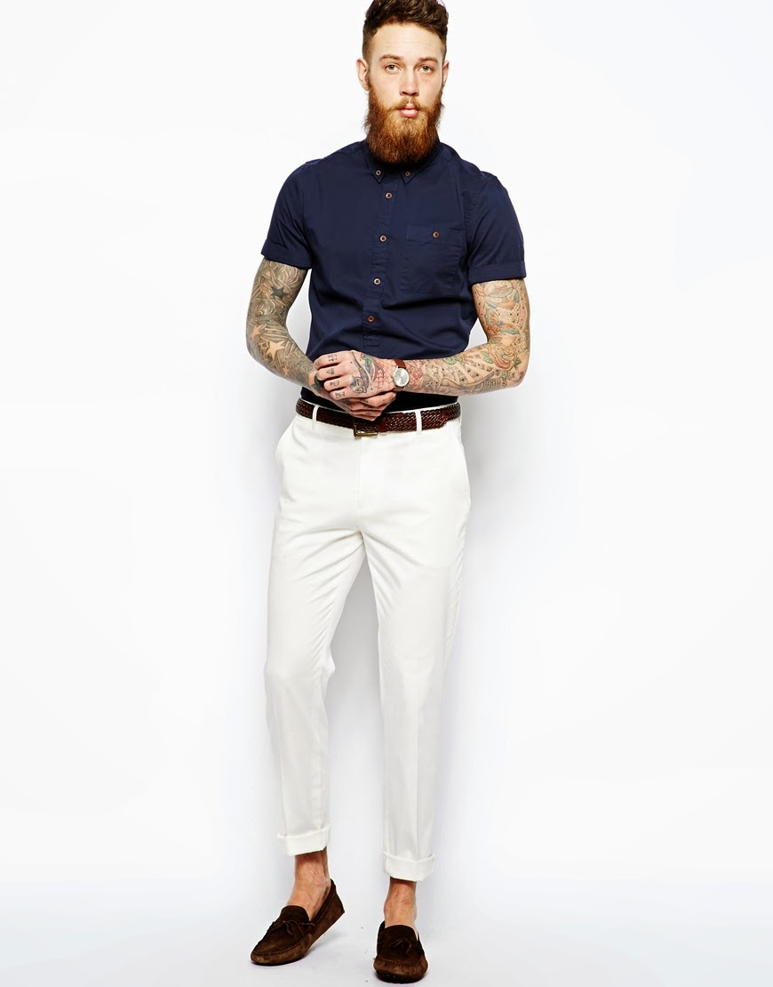 Look social com calça branca masculino Clearance