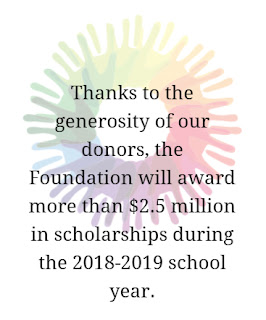 Poster with text: Thanks to the generosity of our donors, the Foundation will award more than $2.5 million in scholarships during the 2018-2019 school year.
