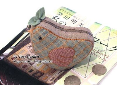 porta-moedas em patchwork - passarinho com molde