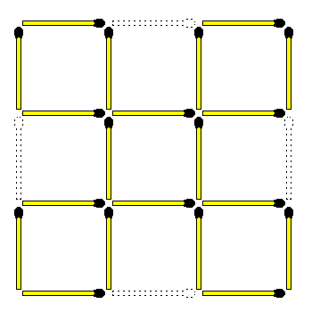 Matchstick Puzzles: 58. Reduce 5 Squares to 4