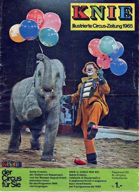 Illustriert Circus-Zeitung 1965 avec Knieli et un jeune éléphant 