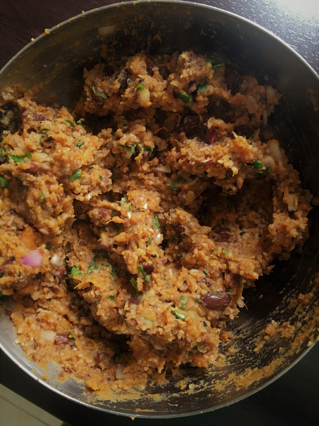 Sweet Potato Patties with Red Kidney Beans OR Chickpeas and Bulgur