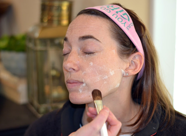 Mother and daughter spa at home with homemade face mask