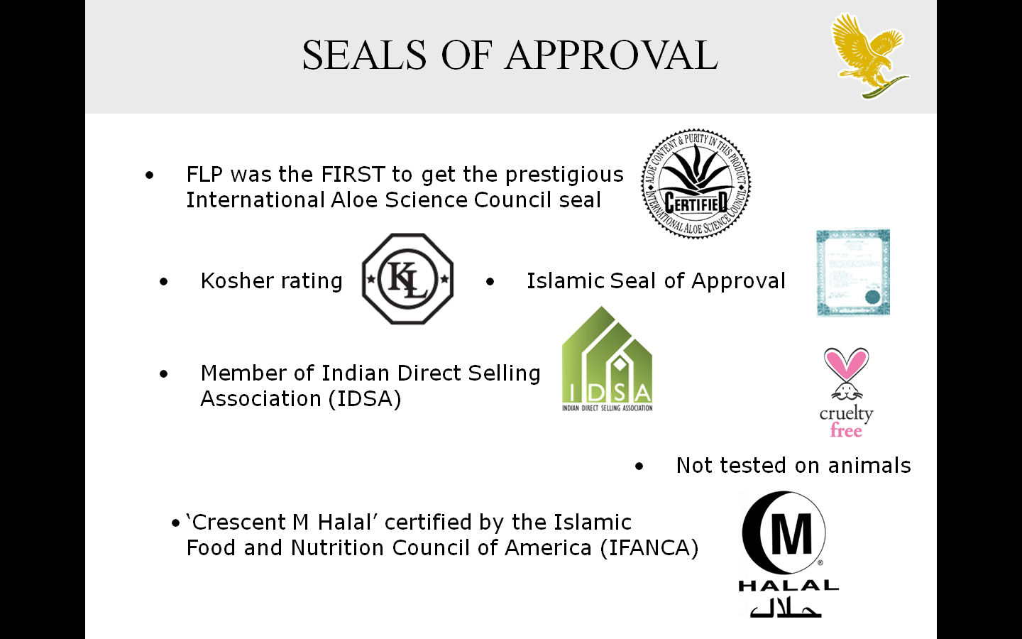 FOREVER LIVING PRODUCTS SEALS OF APPROVAL