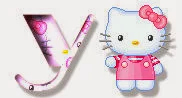 Alfabeto de Hello Kitty en diferentes posturas Y. 