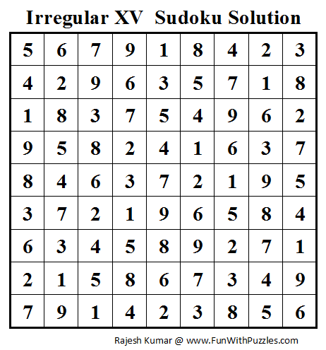 Jigsaw XV Sudoku (Daily Sudoku League #80) Solution