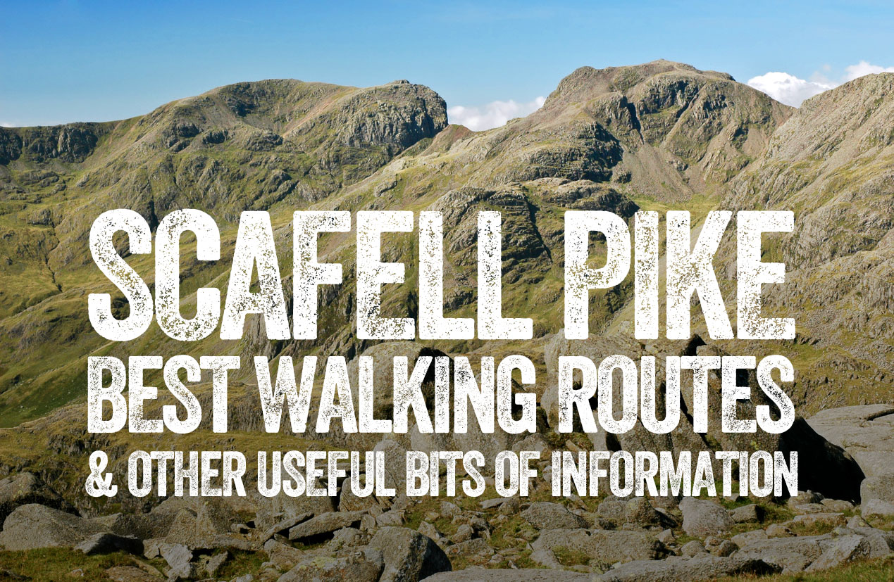 Scafell Pike walk best route map height how long Lake District 3 peaks summit