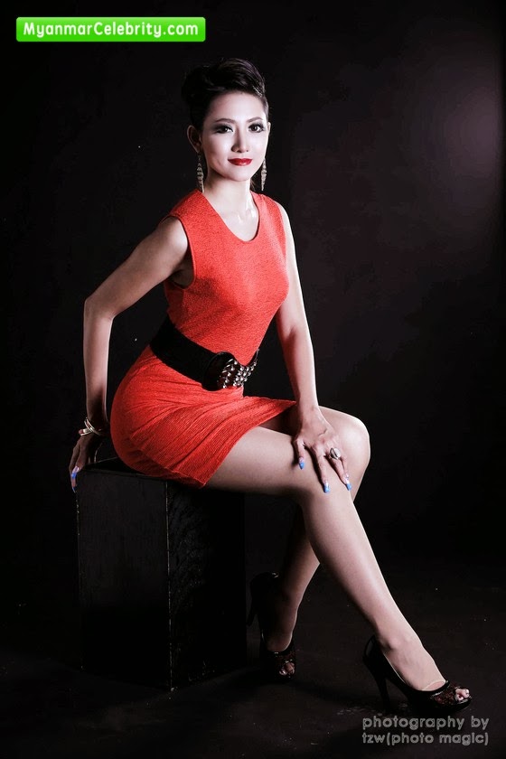 Myanmar Model Photograph: Myanmar Gorgeous Model May Barani Thaw in Red ...