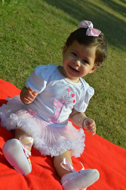 Pink and white first birthday dress
