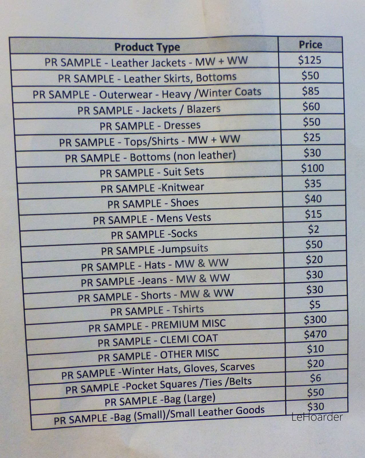 ledar jacket price list