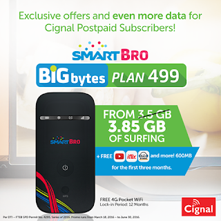 Smart Bro Bigbytes Plan 499 for Cignal Postpaid Plan Subscribers Smart Bro Bigbytes Plan 499 for Cignal Postpaid Plan Subscribers