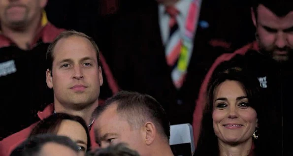 Catherine, Duchess of Cambridge and Prince William and Prince Harry attends a Pool A match of the 2015 Rugby World Cup