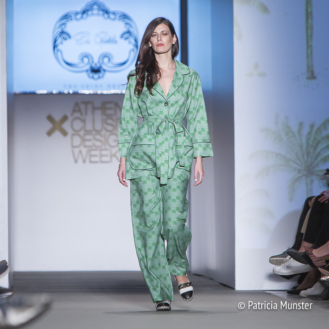 Evi Grintela at Athens Fashion Week - resort 2017 - pyjama green