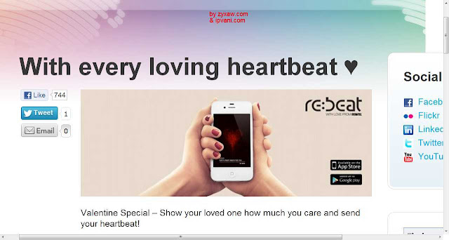 Rebtel free app records your heartbeat and communicates-sms digitally to your Valentine or anyone you love 
