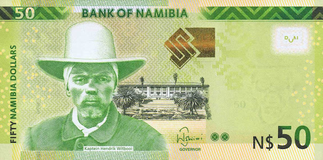 Namibia Currency 50 Namibian Dollars banknote 2016 Kaptein Hendrik Witbooi
