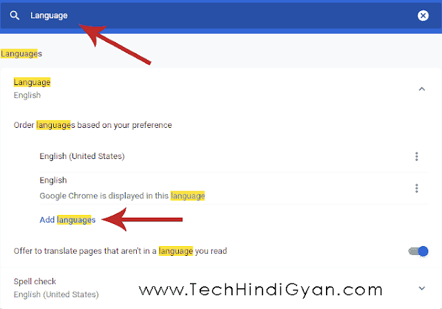 Type Language on Search Bar >> and Click on Add Languages