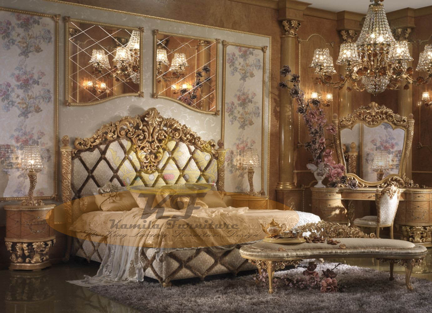 Kamila Furniture LUXURY CLASSIC ITALIAN FURNITURE BEDROOM