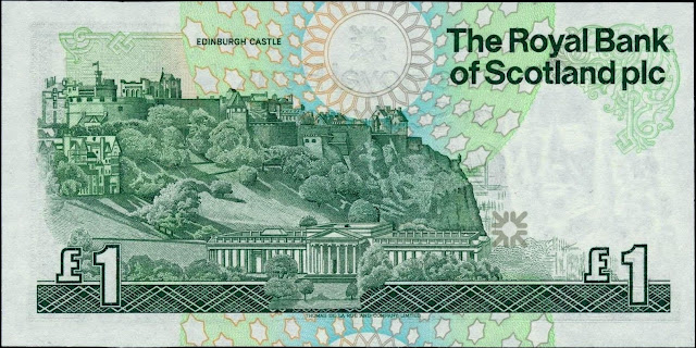 Royal Bank of Scotland One Pound Note 1987 Edinburgh Castle and the National Gallery of Scotland