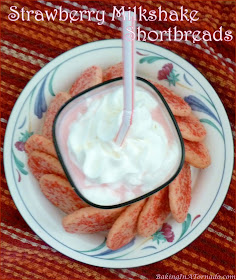 Strawberry Milkshake Shortbreads, the flavor of a summer treat in a crunchy cookie. | Recipe developed by www.BakingInATornado.com | #recipe #cookies