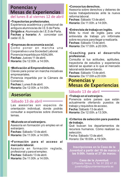 oficina de empleo parla casa de la juventud ii jornadas de empleo juvenil de oficina de empleo parla casa de la juventud ii jornadas de empleo juvenil de