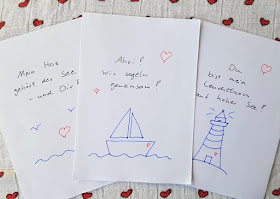 DIY: Maritime Valentinstagkarten - einfach und von Herzen! Diese schönen Karten mit Segelboot, Leuchtturm und Meer können auch Kinder basteln.