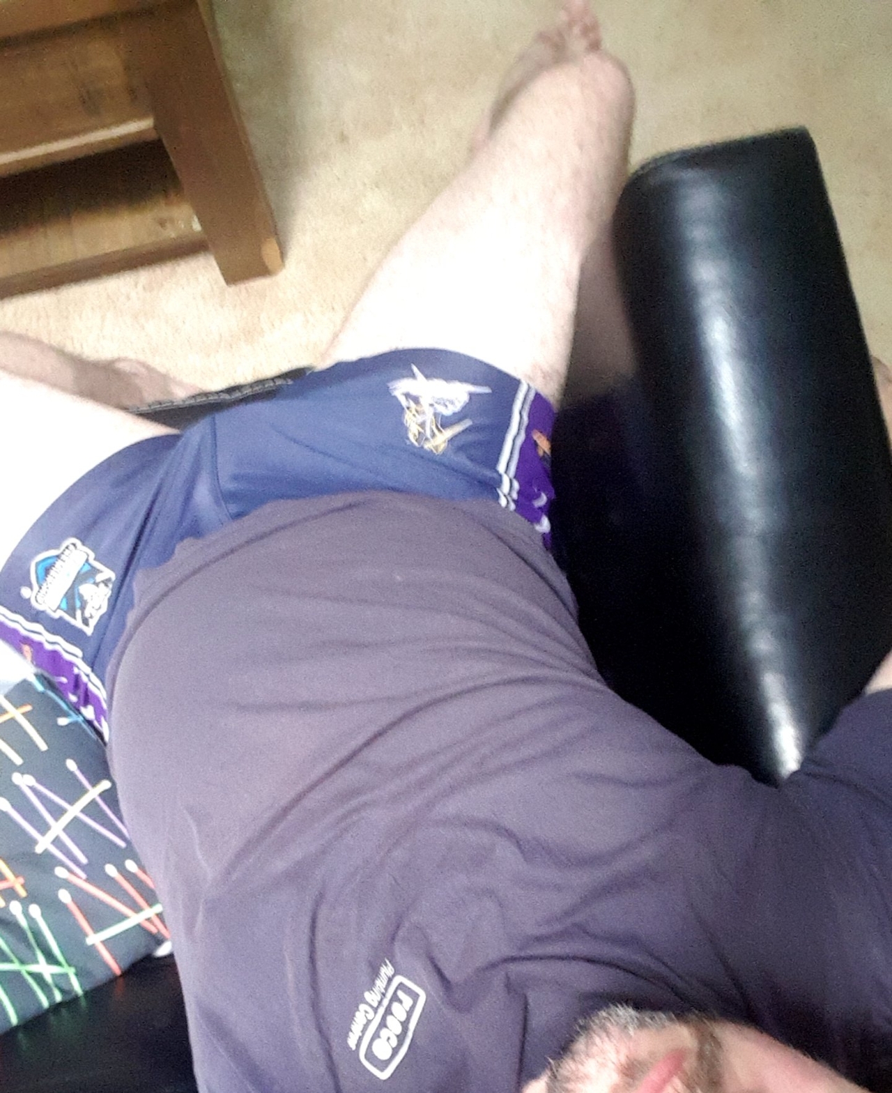 Freeballing in footy shorts